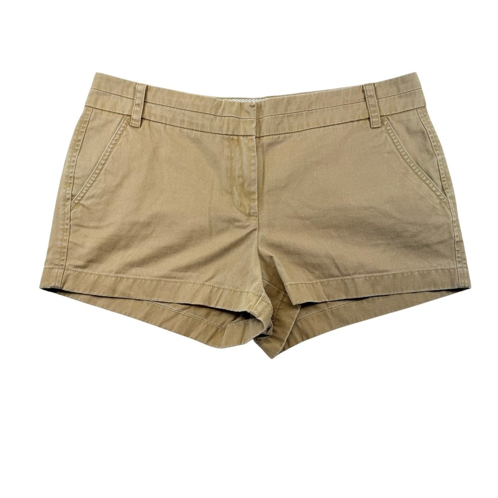J.Crew Womens Chino Shorts Khaki Tan Cotton Twill Mid Rise Size 10 RN77388